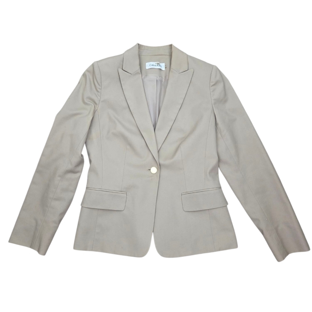 Calvin Klein Tan Blazer with Notched Lapels